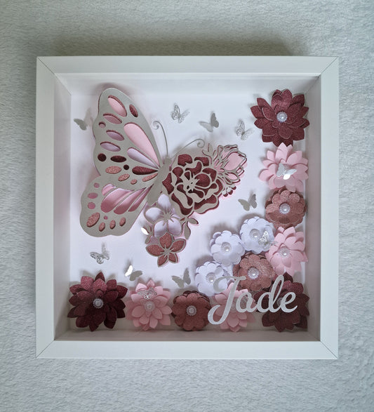 Cadre - Papillons et fleurs