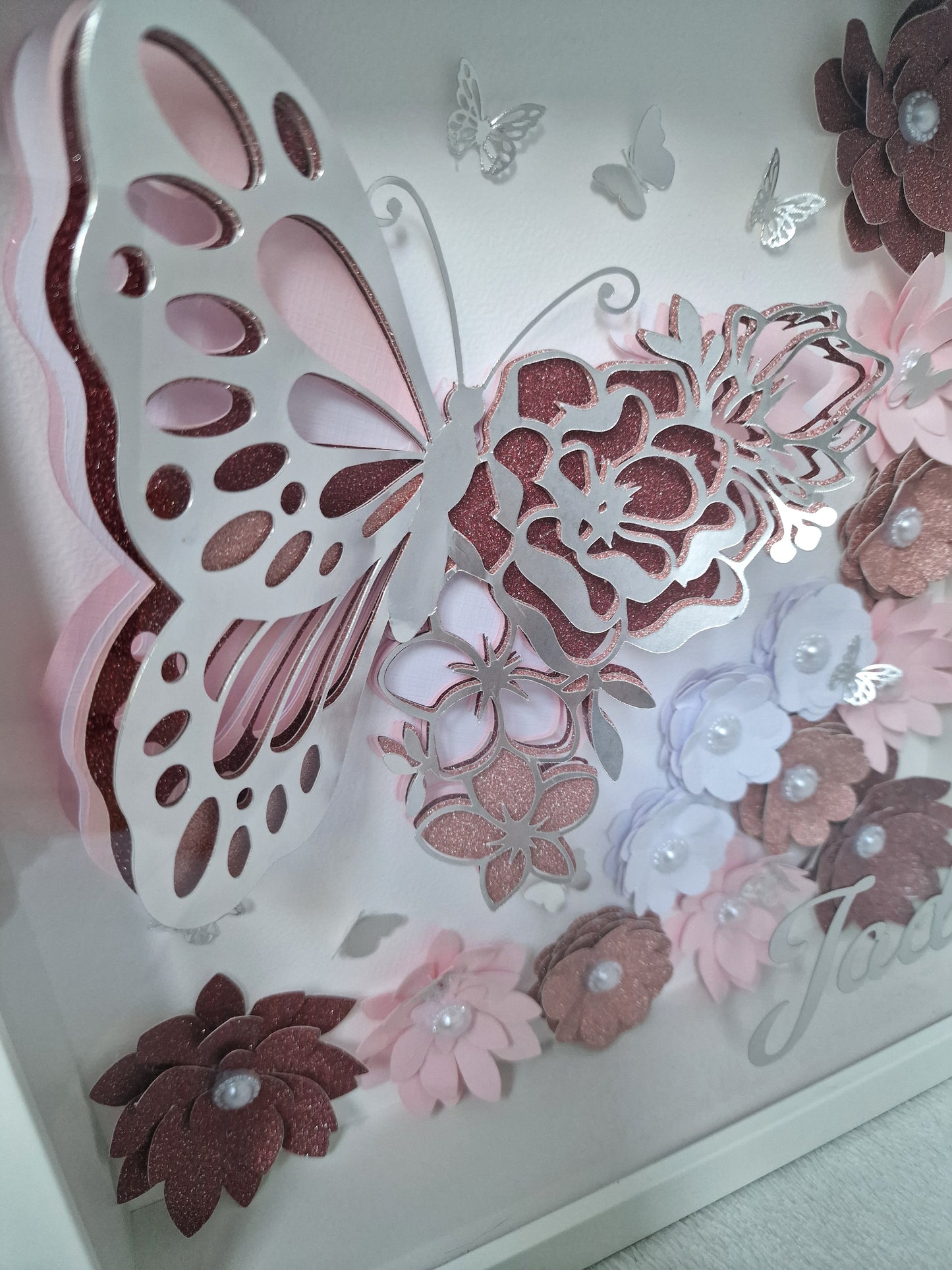 Cadre - Papillons et fleurs