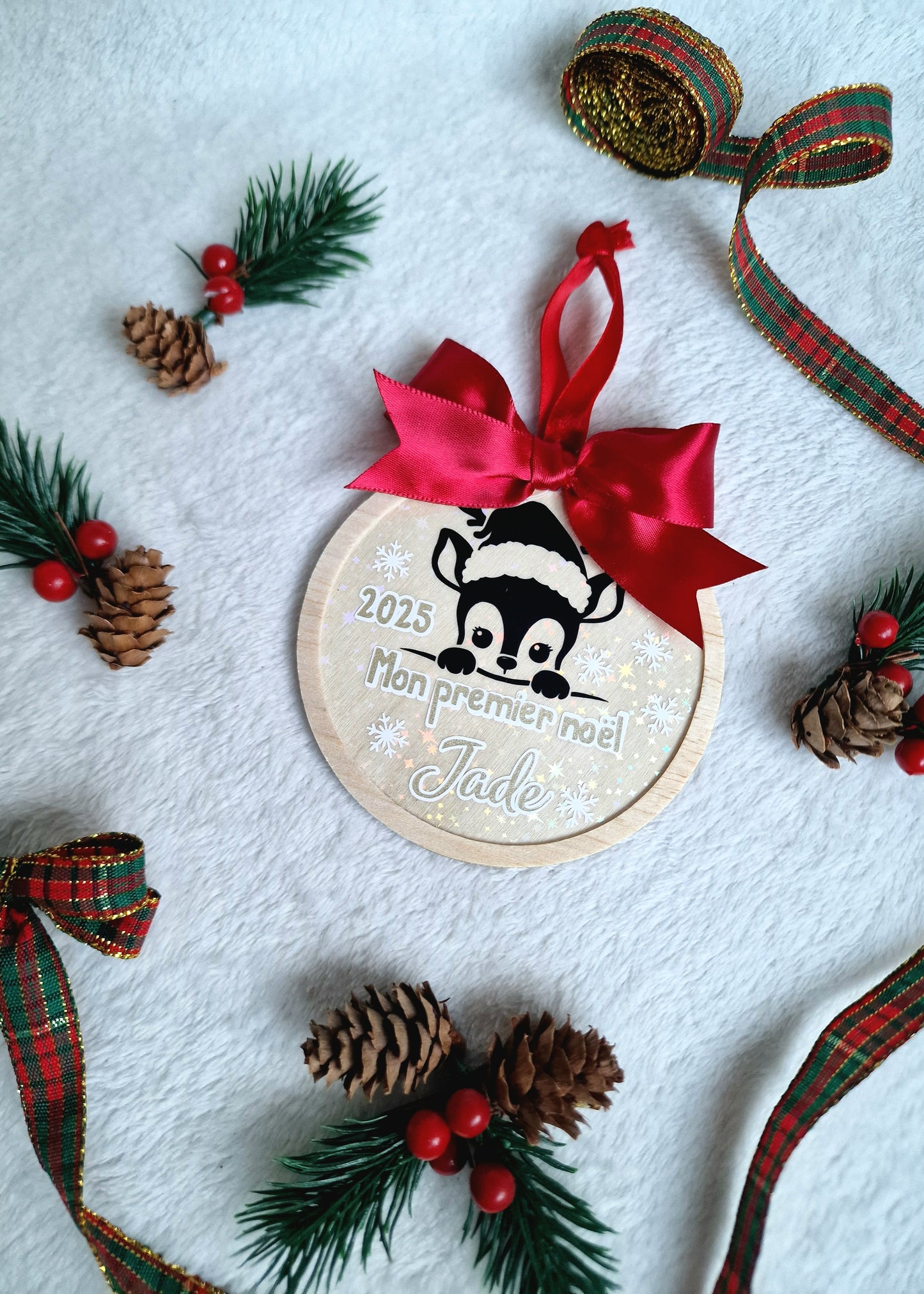 Boule de Noël en bois "Mon premier Noël"