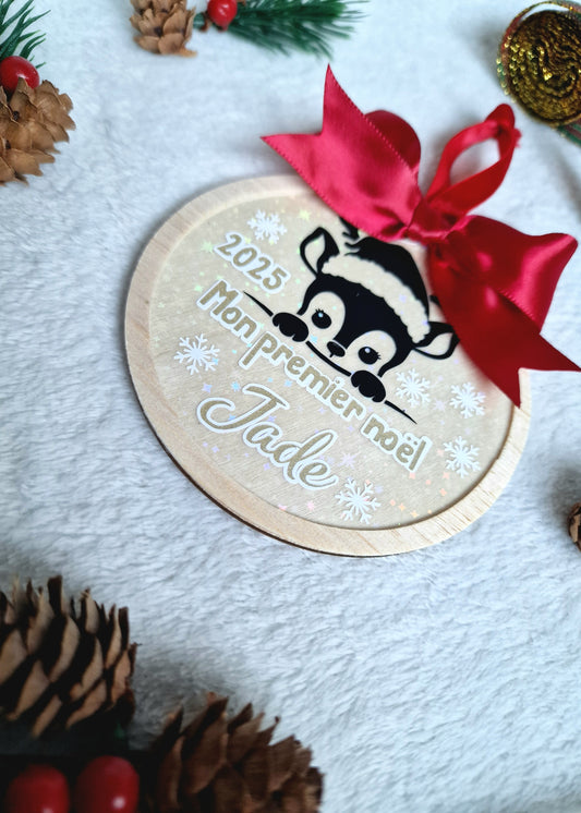 Boule de Noël en bois "Mon premier Noël"