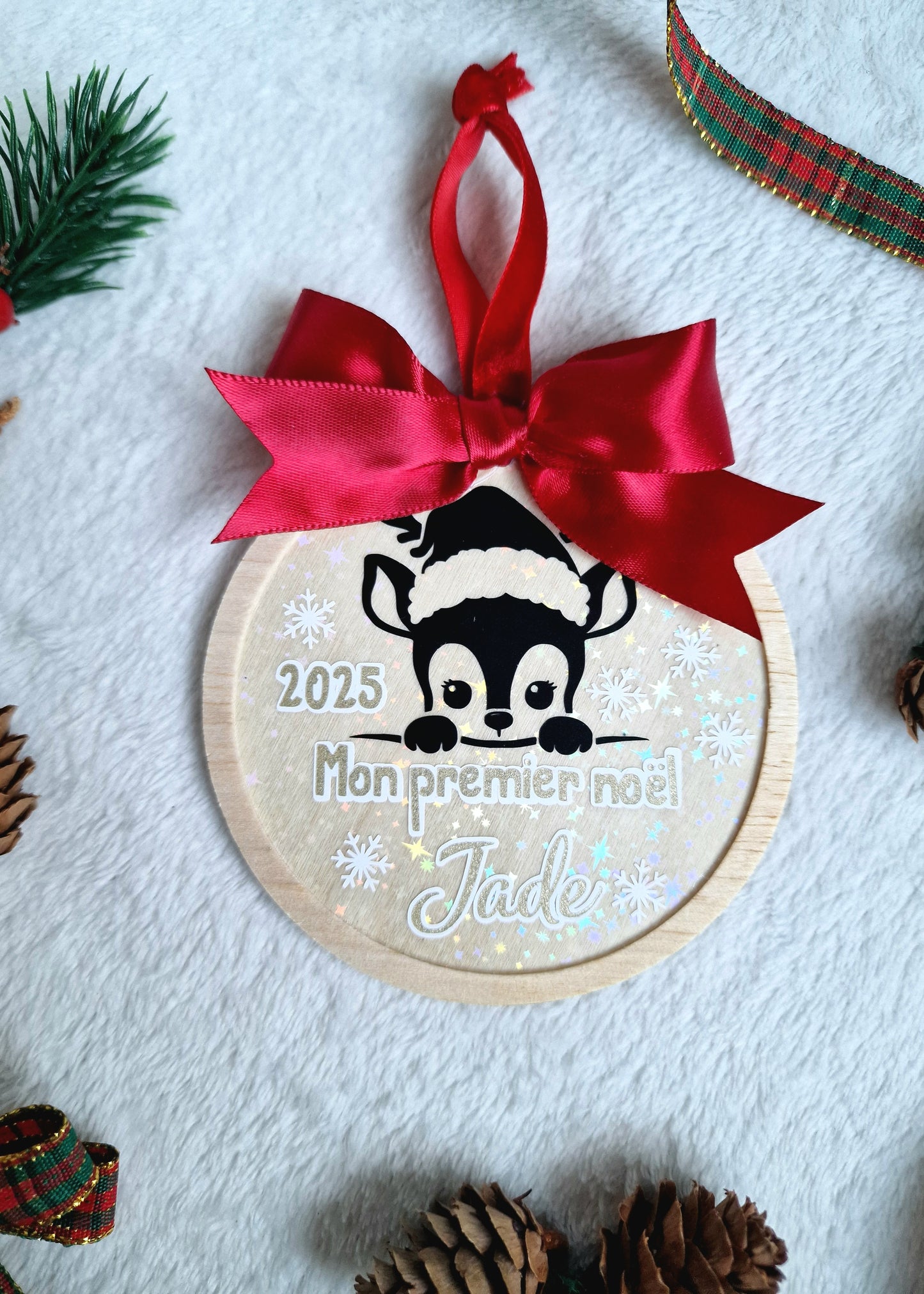 Boule de Noël en bois "Mon premier Noël"