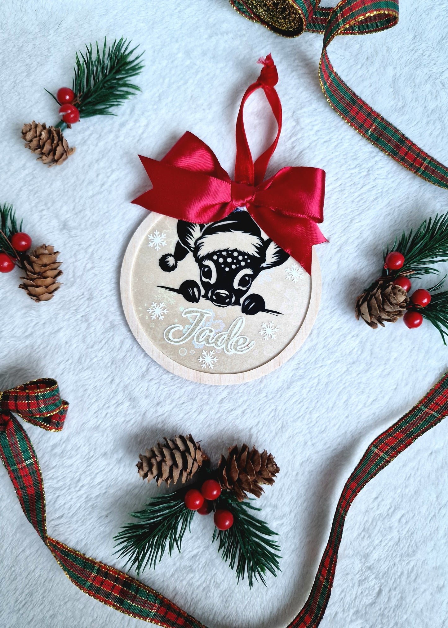 Boule de Noël en bois personnalisée