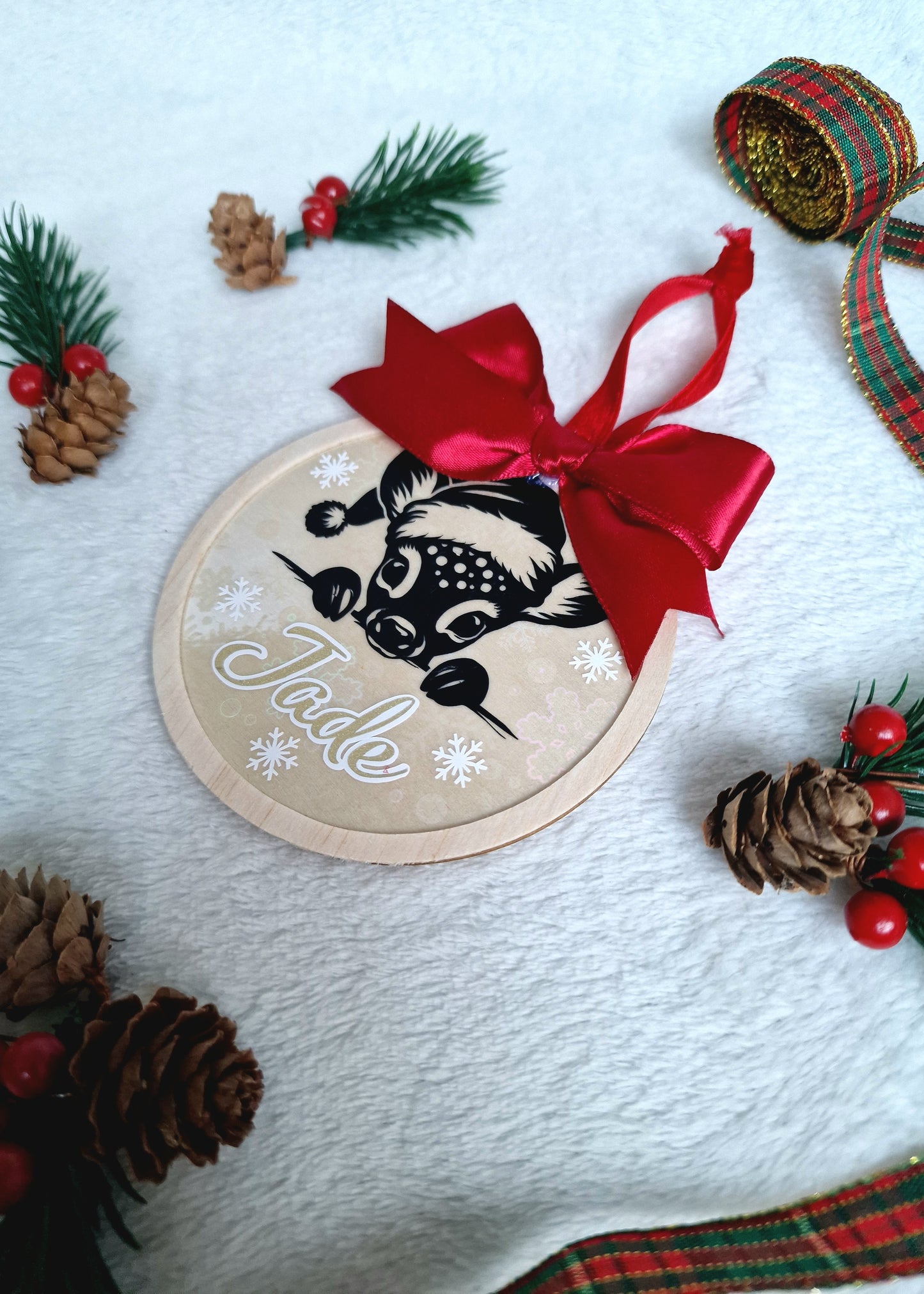 Boule de Noël en bois personnalisée