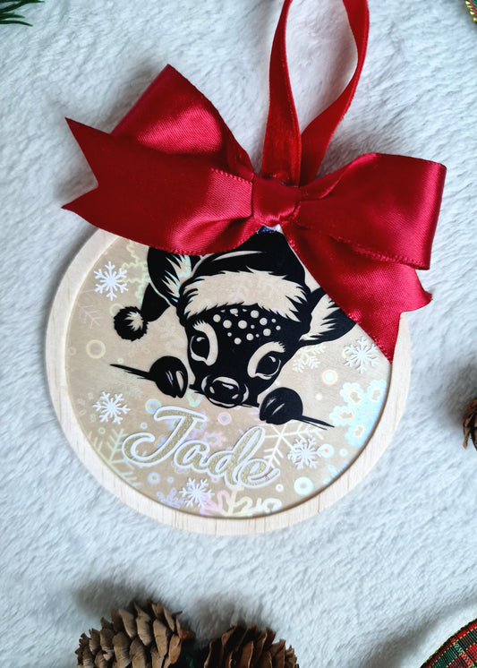 Boule de Noël en bois personnalisée