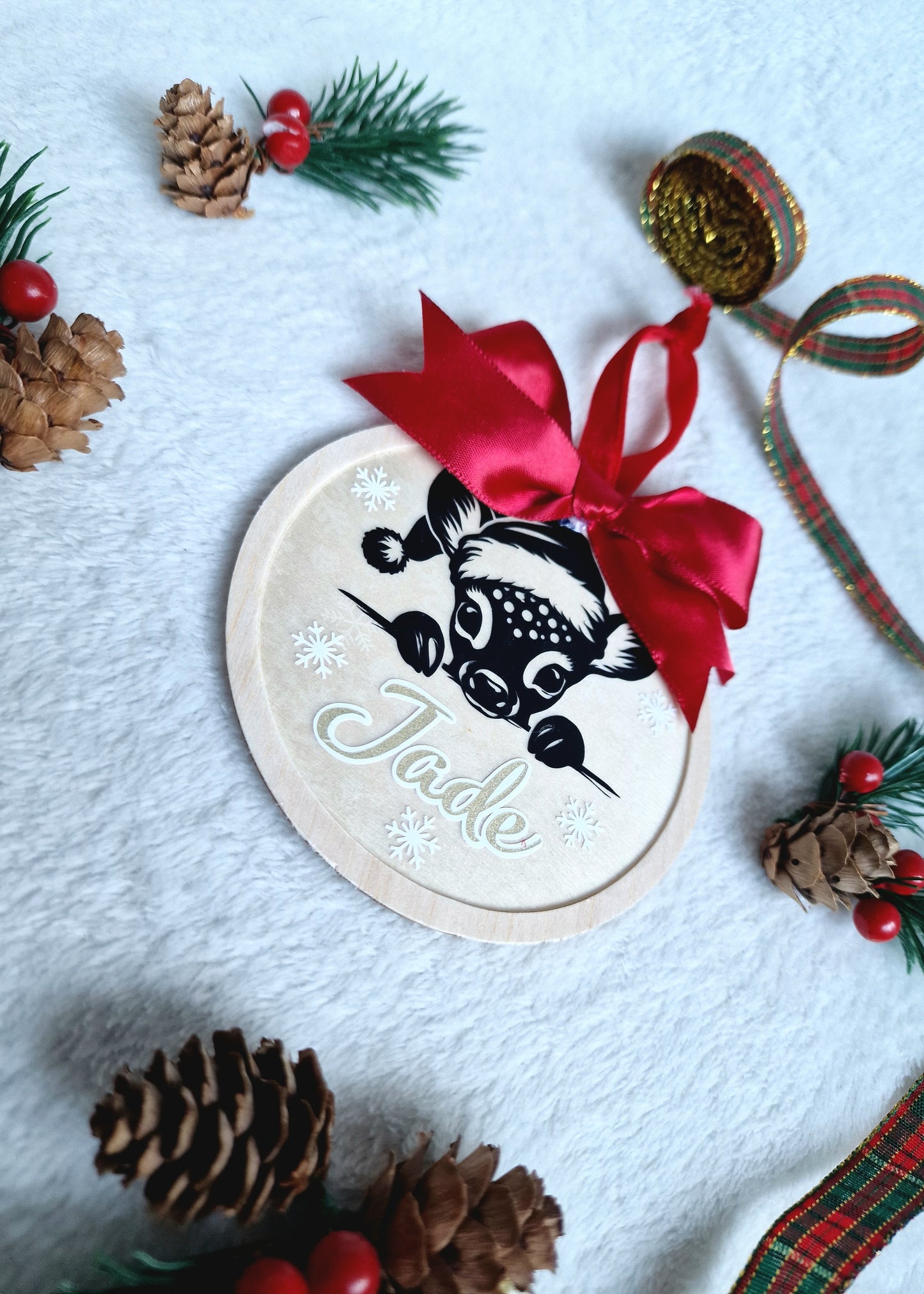 Boule de Noël en bois personnalisée