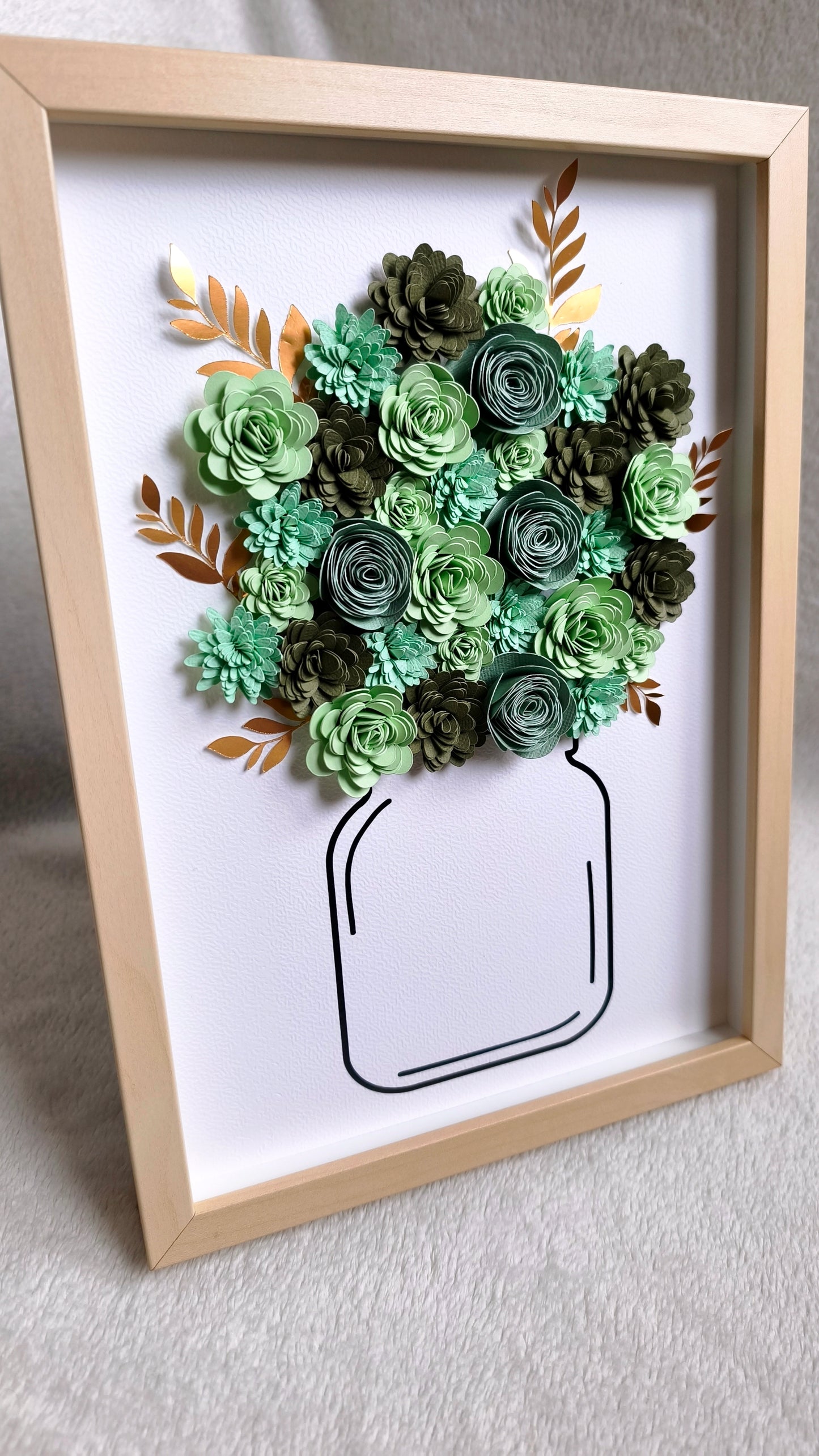 Cadre fleuri aux teintes vertes 💚