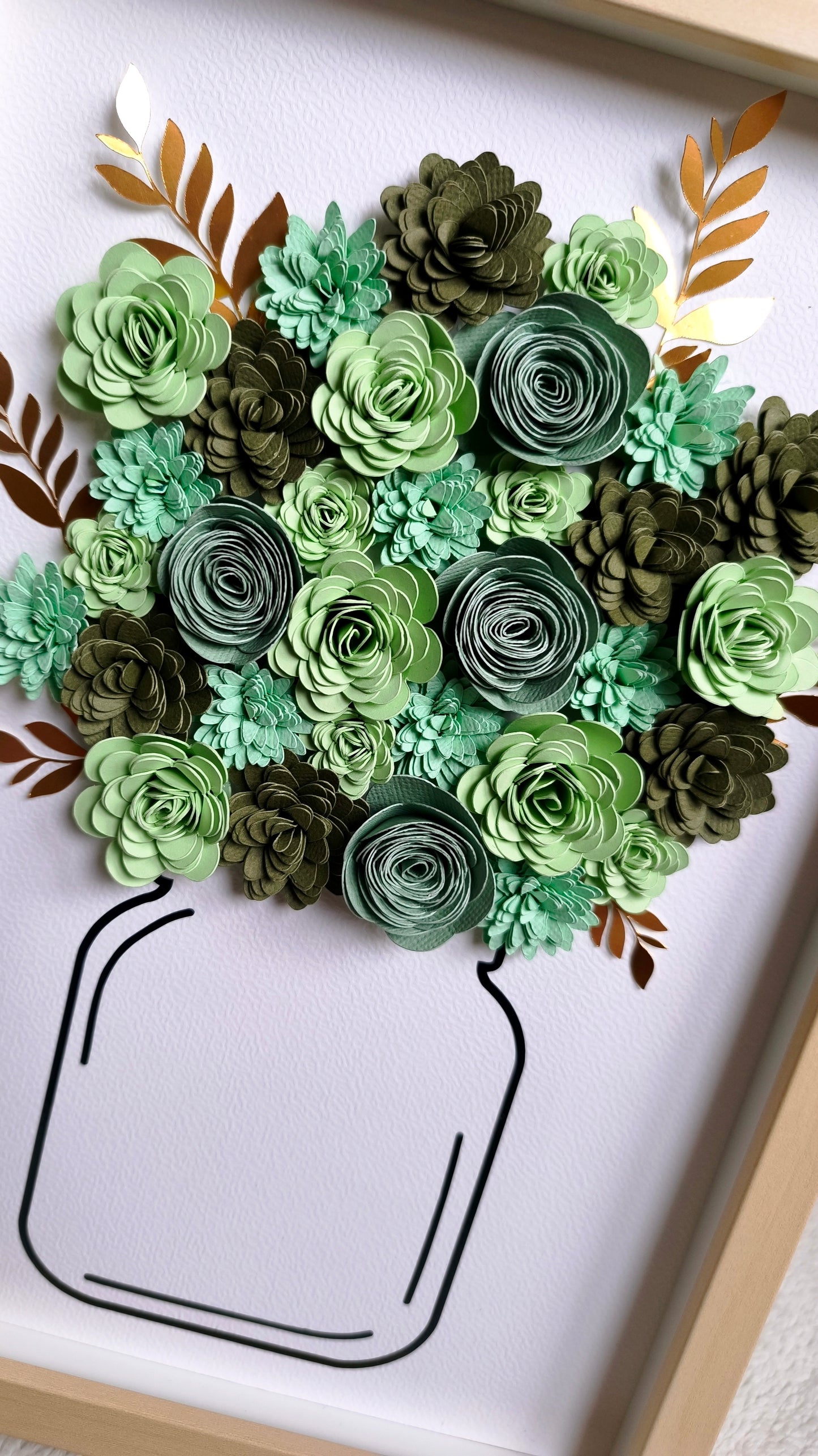 Cadre fleuri aux teintes vertes 💚
