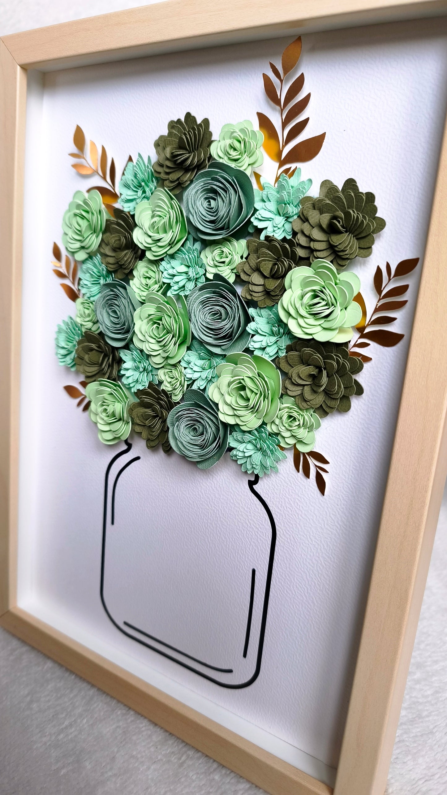 Cadre fleuri aux teintes vertes 💚