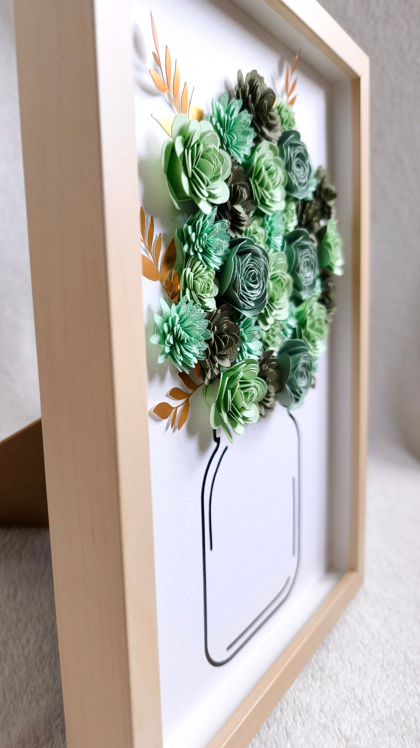 Cadre fleuri aux teintes vertes 💚
