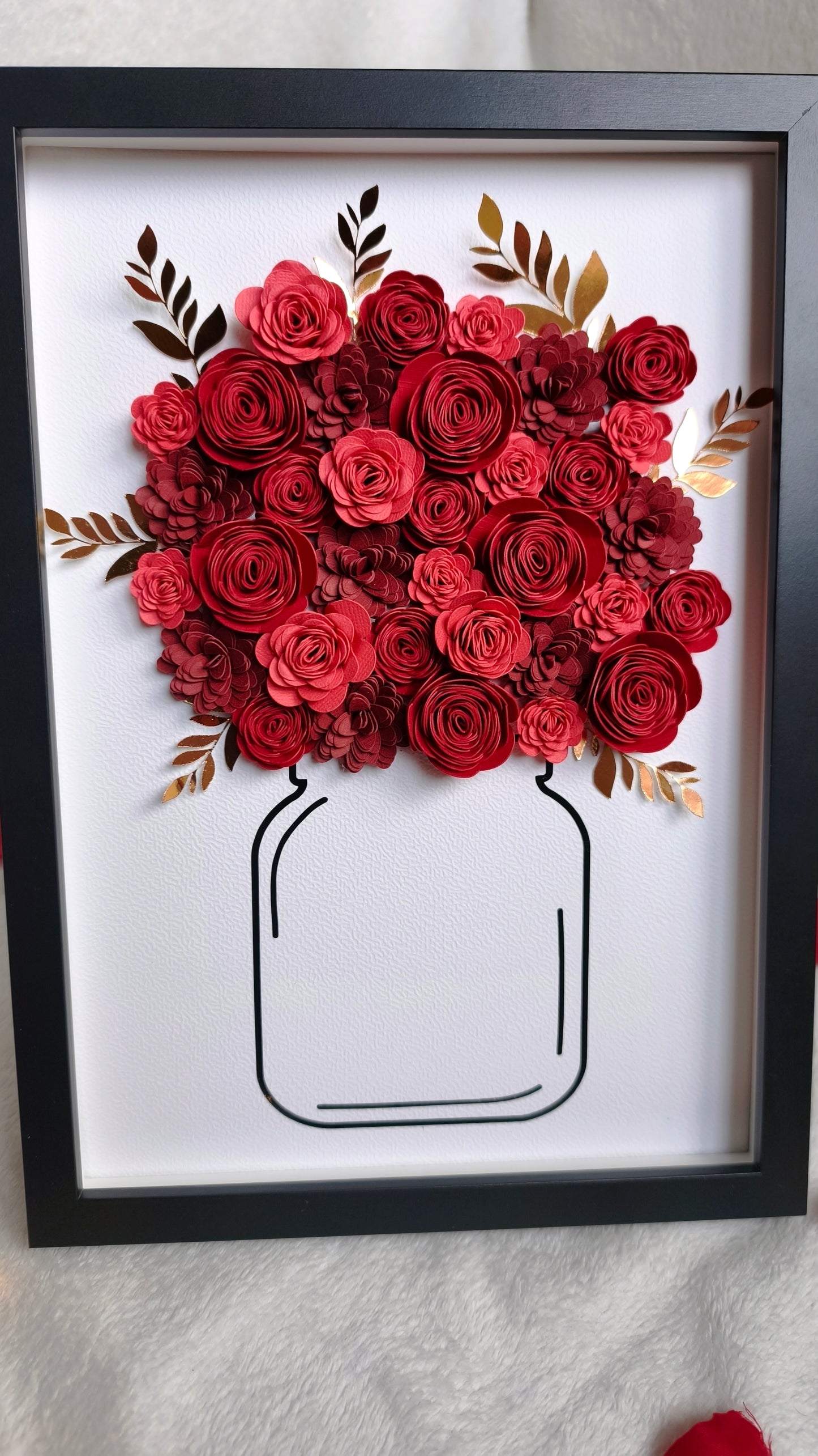 Cadre fleuri aux teintes rouges ❤️