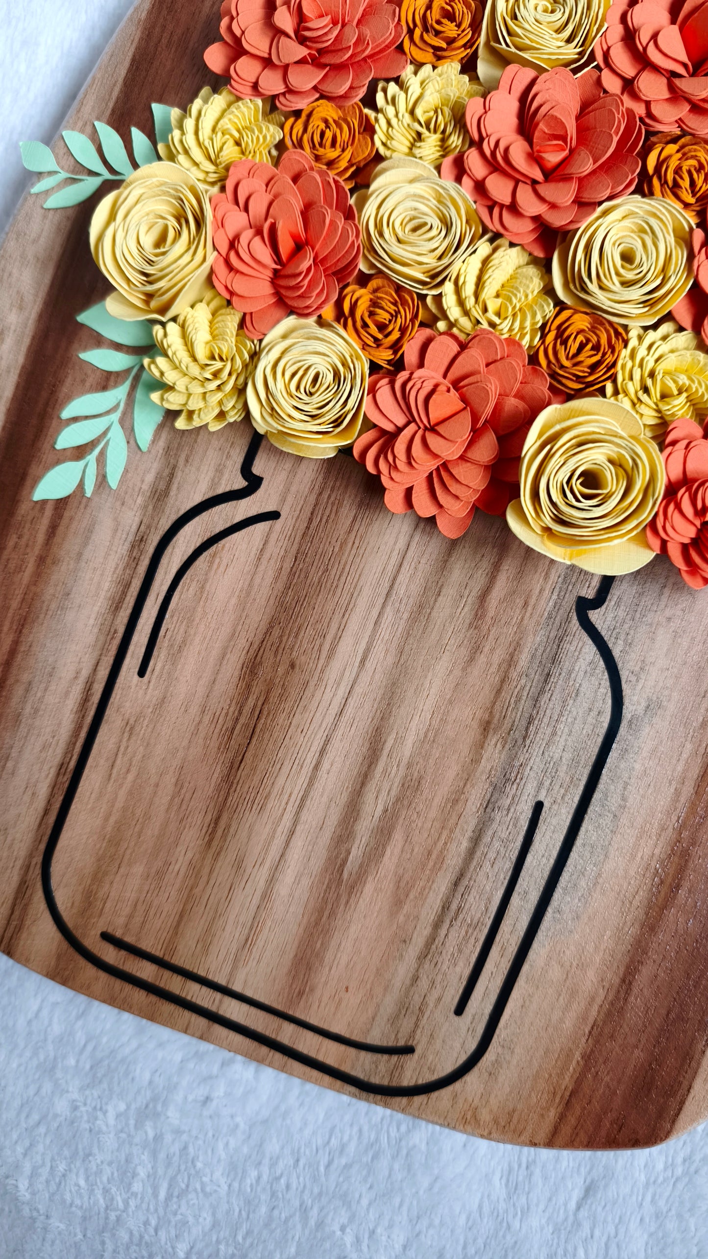 Panneau mural fleuri aux teintes jaune-orange 💛🧡