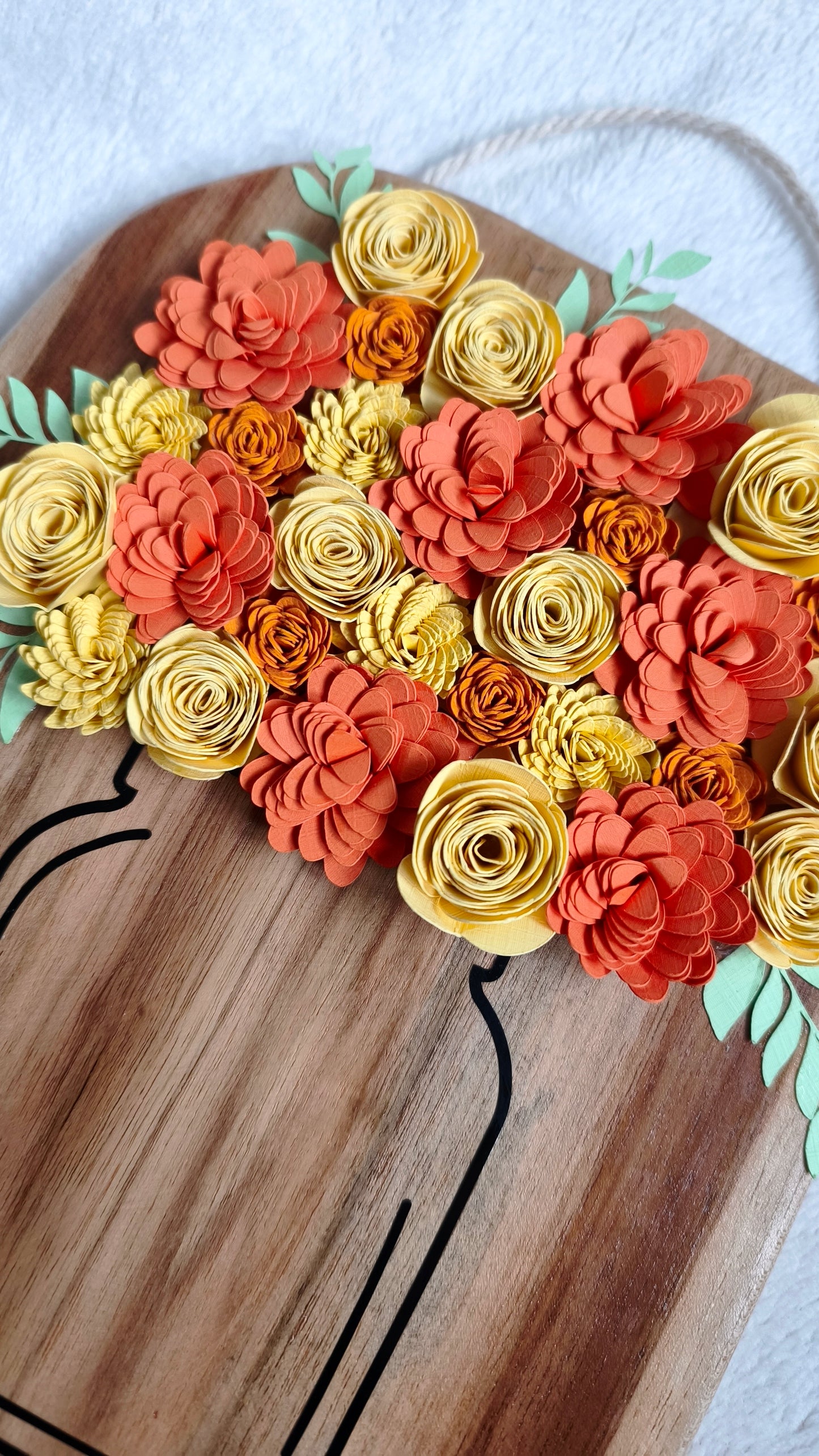 Panneau mural fleuri aux teintes jaune-orange 💛🧡