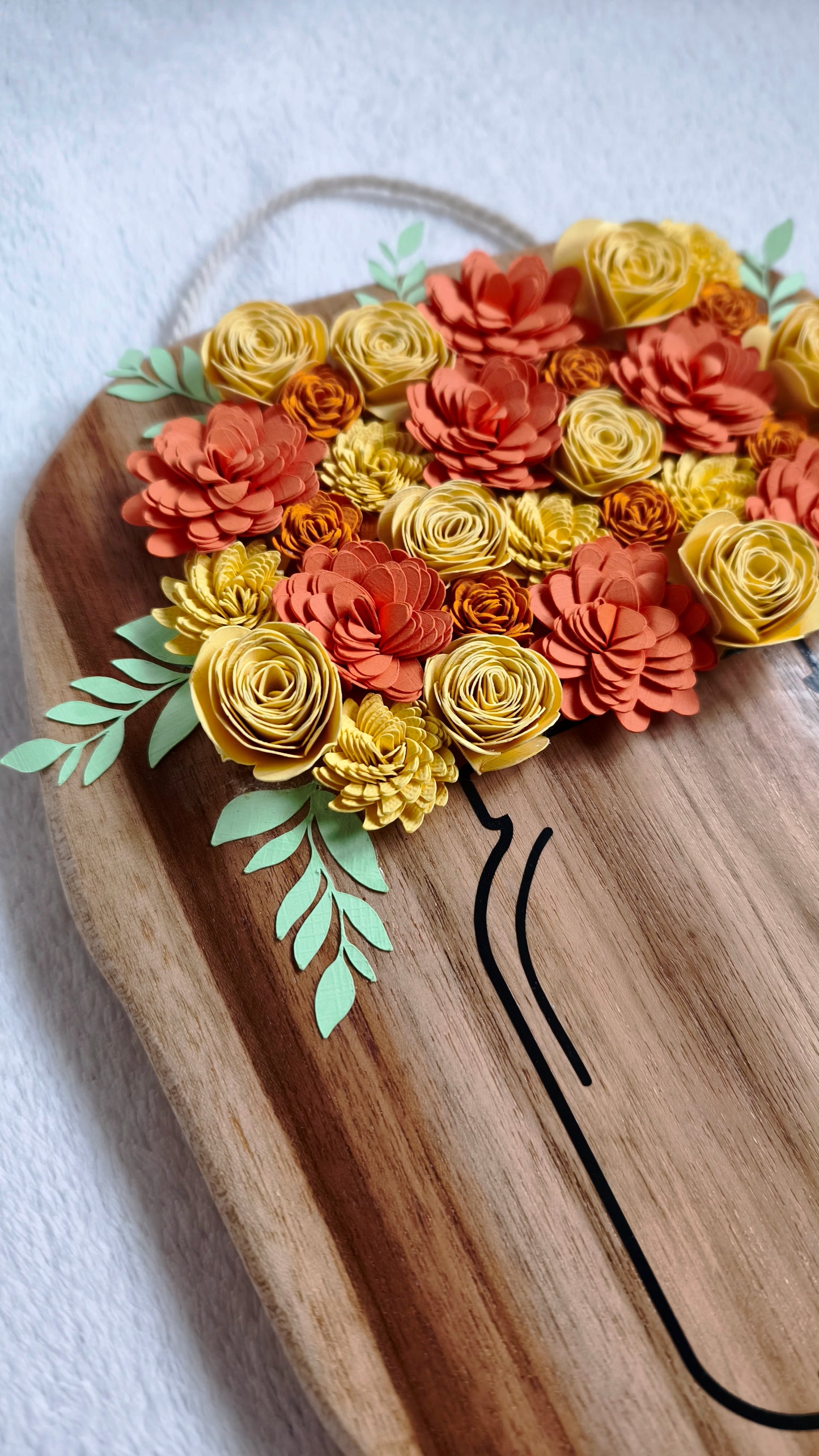 Panneau mural fleuri aux teintes jaune-orange 💛🧡