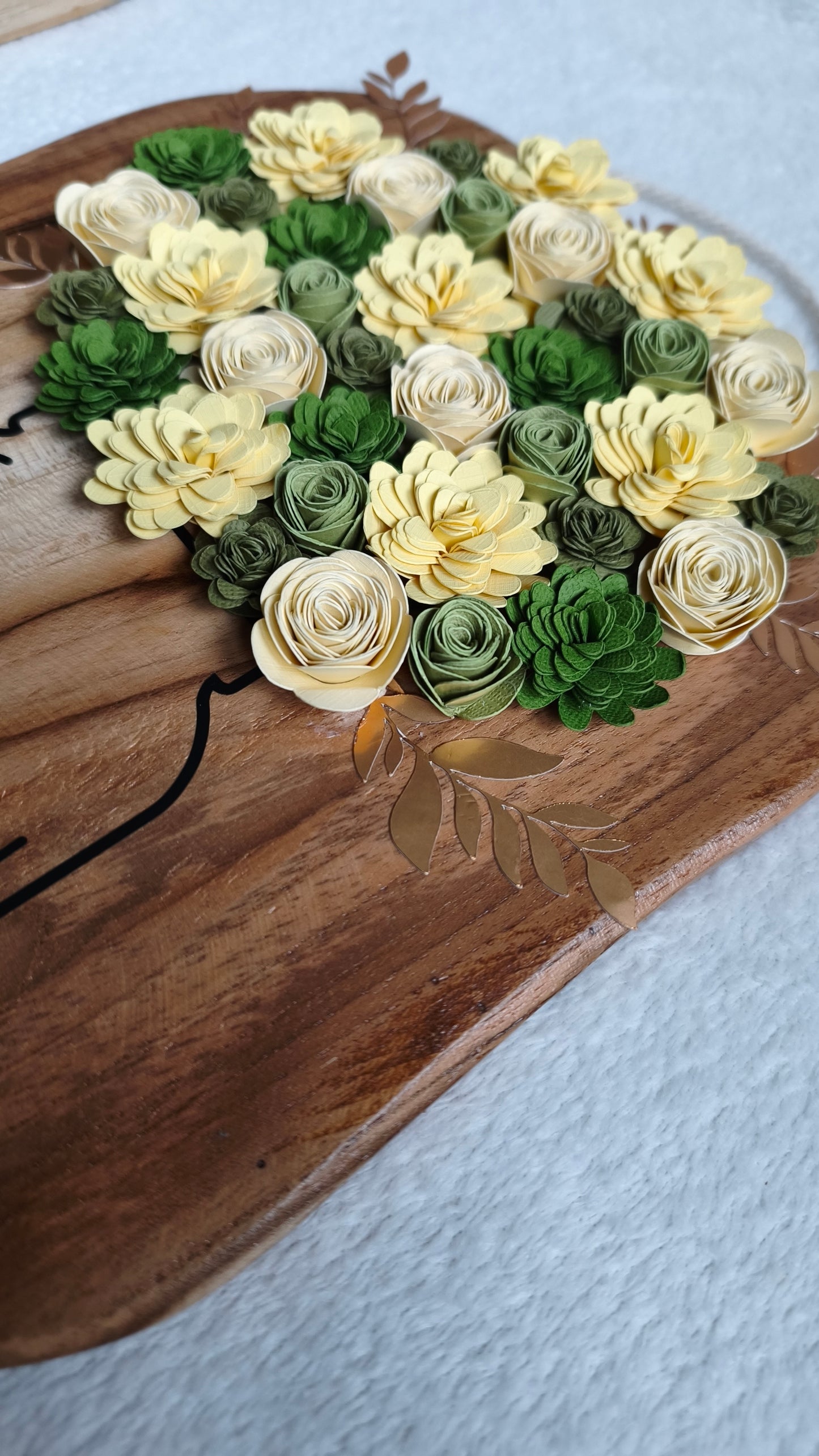 Panneau mural fleuri aux teintes jaune-vert 💛💚