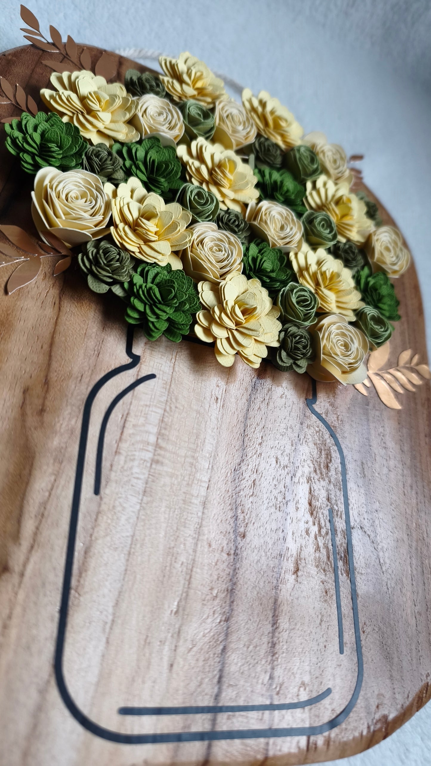 Panneau mural fleuri aux teintes jaune-vert 💛💚